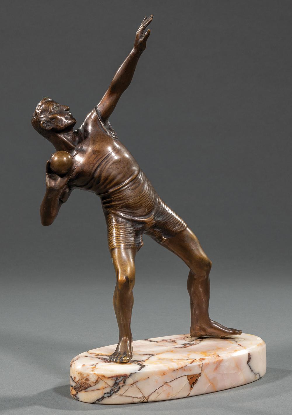 Appraisal: Bronze Figure of a Shot Put Thrower h in w