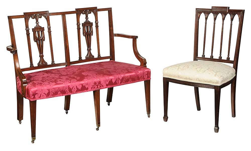 Appraisal: New York Federal Style Double Settee Side Chair American probably