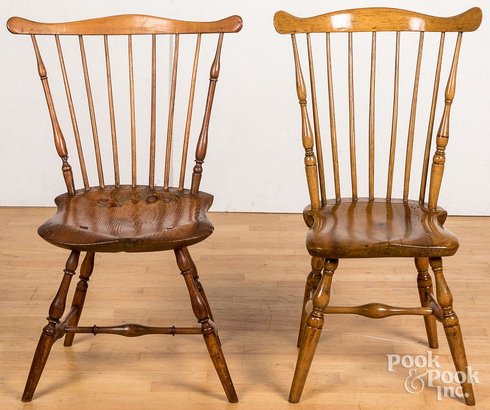 Appraisal: Two fanback Windsor chairs ca Two fanback Windsor chairs ca