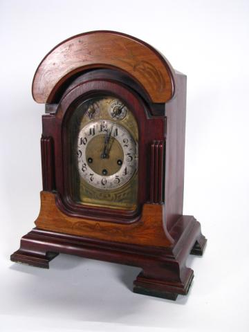 Appraisal: Antique German mantle clock with chime mahogany case with inlaid