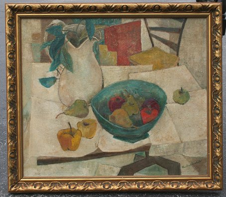 Appraisal: NICHOLS Pauline American - Modernist Still Life with Fruit Oil