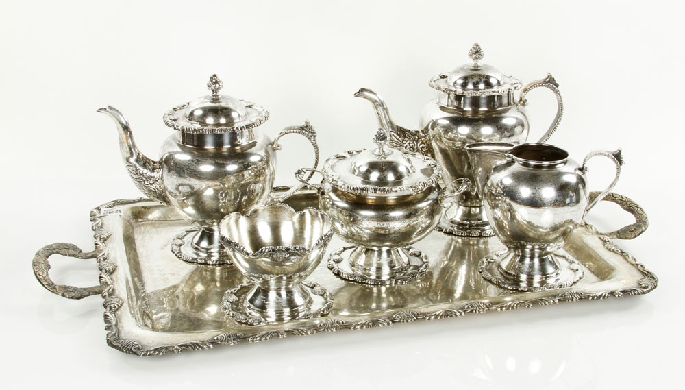 Appraisal: - Peruvian Sterling Tea Set Peruvian tea set sterling silver