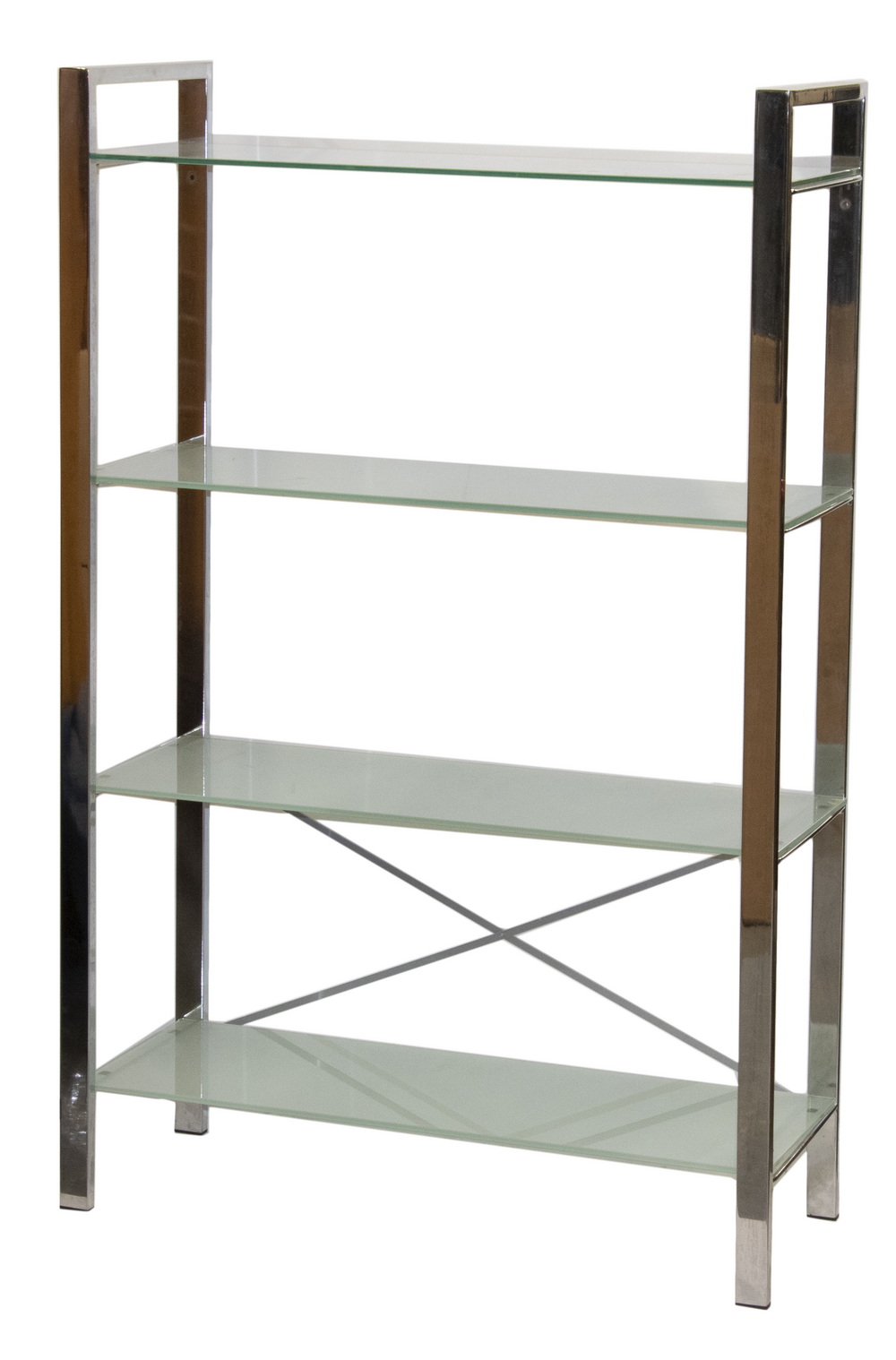 Appraisal: CHROME AND FROSTED GLASS FOUR TIER SHELF Tempered Glass unmarked