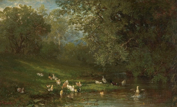 Appraisal: RONDEL FREDERIC American - Ducks by a Pond oil on