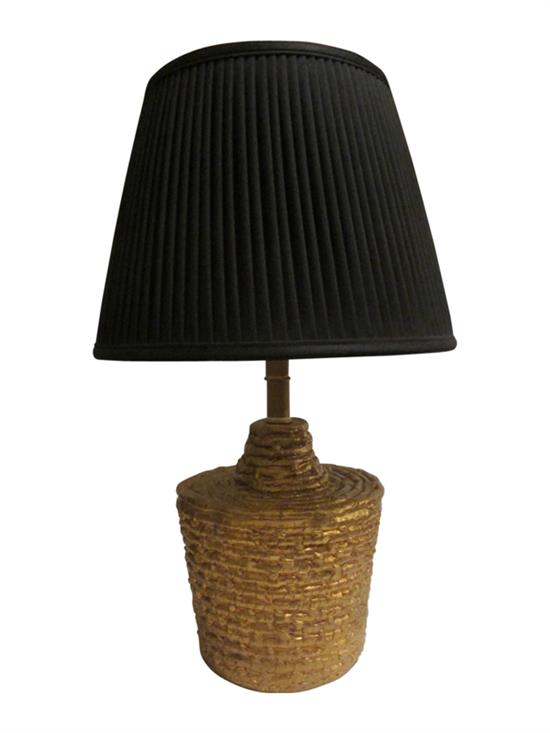 Appraisal: Sale Lot A Gold-Painted Raffia Table Lamp of tapering drum