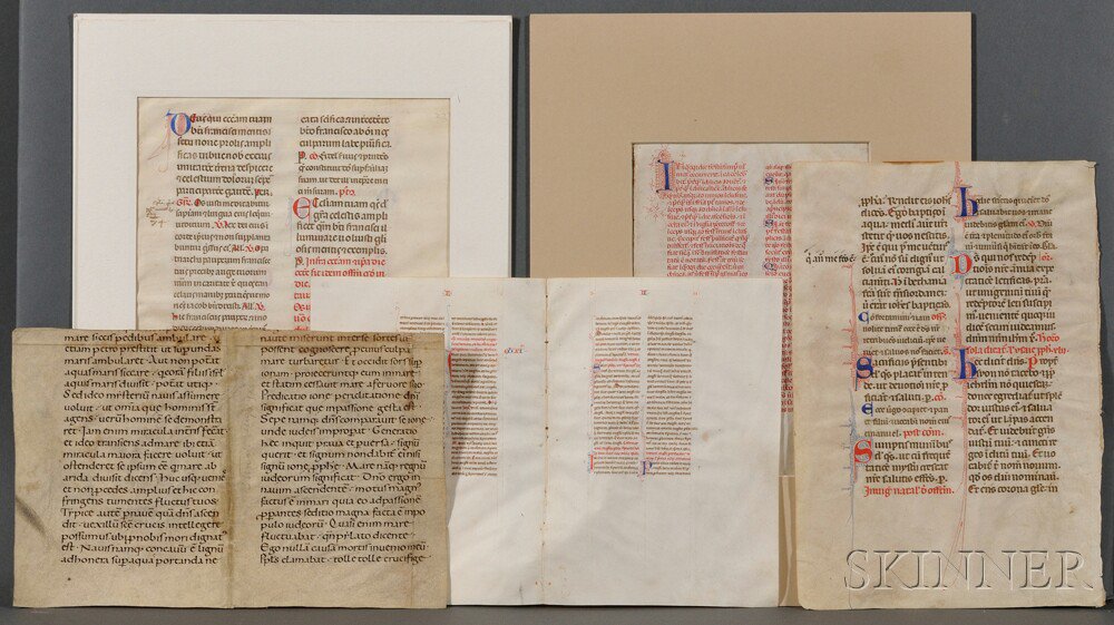 Appraisal: Manuscript Leaves Italian Five leaves on parchment th to th