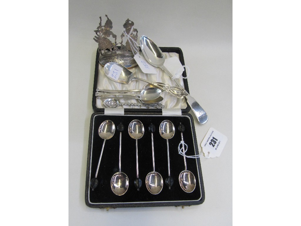 Appraisal: Lot comprising cased set of six silver coffee bean spoons