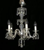 Appraisal: Chandelier with Crystal Prisms circa 's Five armed chandelier with