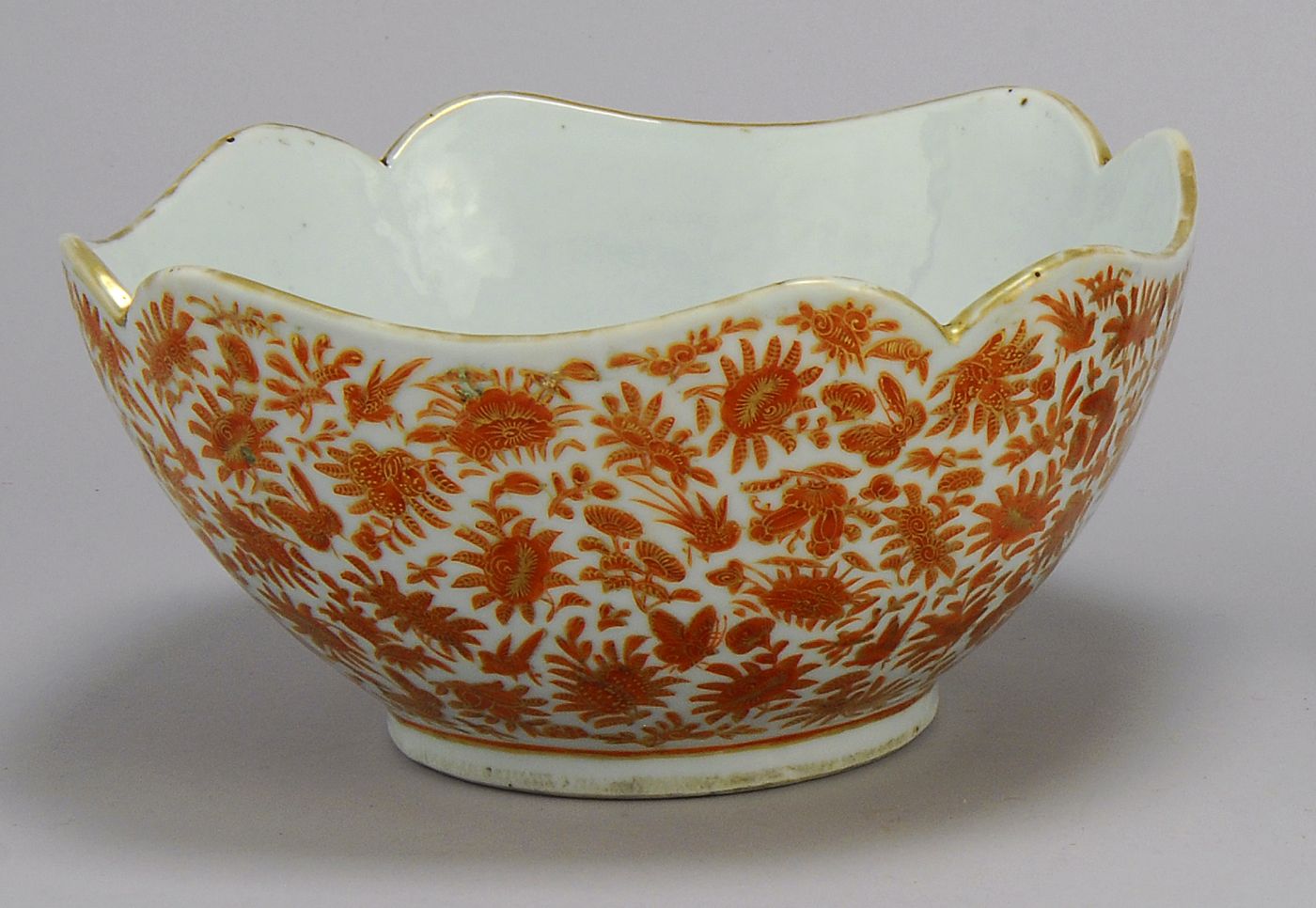 Appraisal: RARE CHINESE EXPORT ORANGE SEPIA PORCELAIN BOWL Second Quarter of