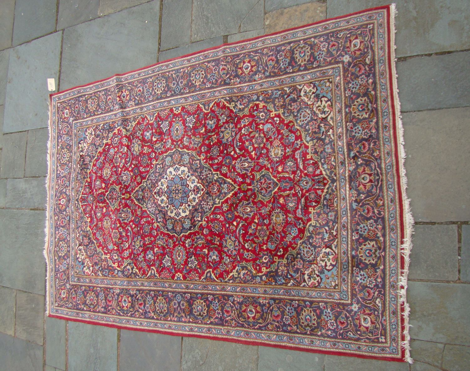 Appraisal: ORIENTAL RUG KESHAN ' x ' Central pendent medallion of