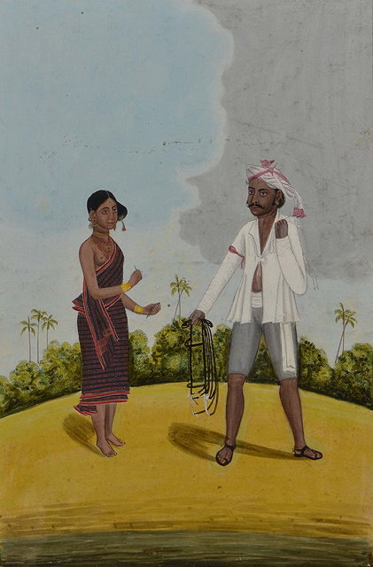 Appraisal: INDIAN COMPANY SCHOOLTwo figures on a beach gouache and watercolour