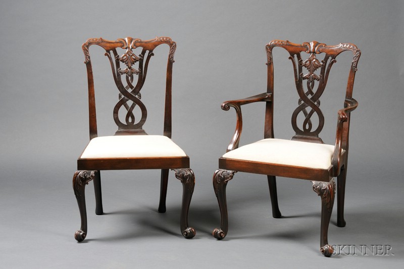 Appraisal: Set of Ten George III Rococo-style Carved Mahogany Dining Chairs