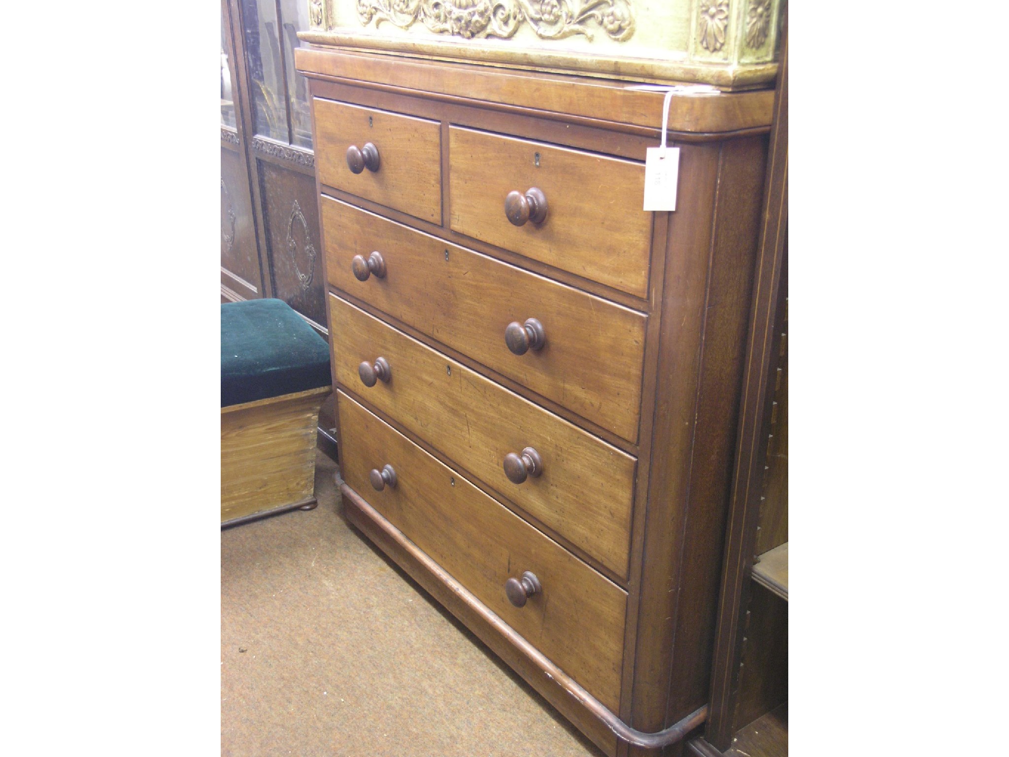 Appraisal: A Victorian mahogany chest two short and three long drawers