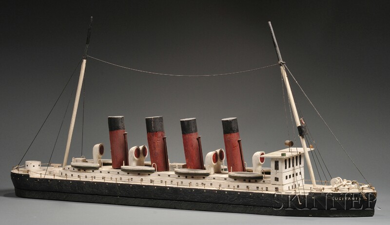 Appraisal: Painted Scratch-built Wood Model of the British Ocean Liner LUISITANIA