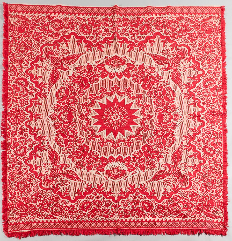 Appraisal: Red and White Woven Wool Coverlet Red and White Woven