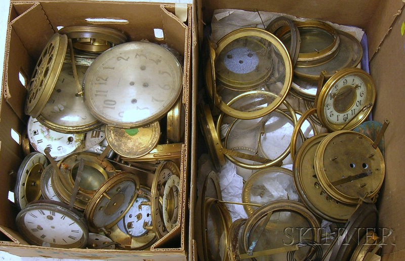 Appraisal: Large Lot of French Clock Bezels Dials and Back Glasses