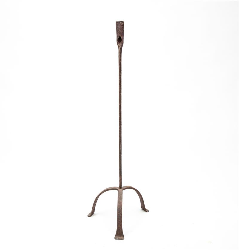 Appraisal: Tripod Candlestick Continental th Century Forged iron x x in