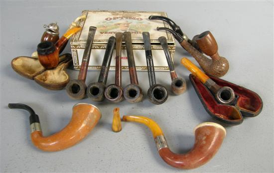 Appraisal: Selection of smoker's pipes to include one with English silver