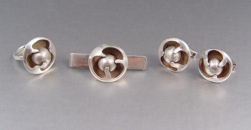 Appraisal: SIGI PINEDA MEXICAN STERLING CUFF LINKS RING AND TIE BAR