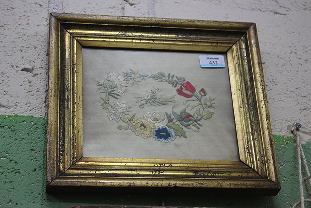 Appraisal: TWO DECORATIVE FLORAL SILK WORK PICTURES the largest cm x