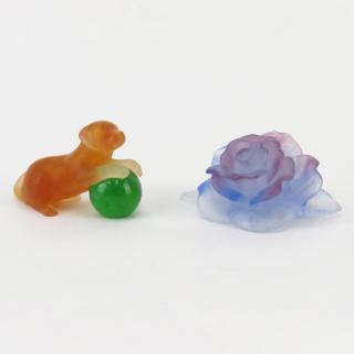 Appraisal: Grouping of Two Daum Pate de Verre Figurines Paperweights Includes