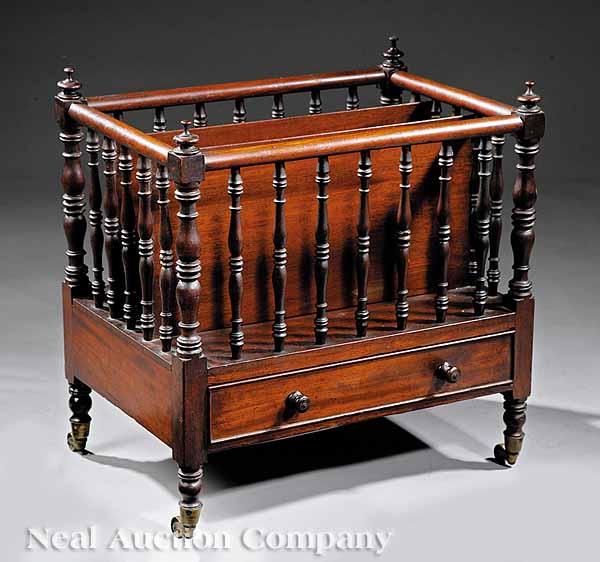 Appraisal: A Good Regency Mahogany Canterbury early th c spindled sides