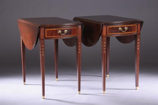 Appraisal: PAIR AMERICAN FEDERAL-STYLE INLAID MAHOGANY PEMBROKE TABLES Late th century