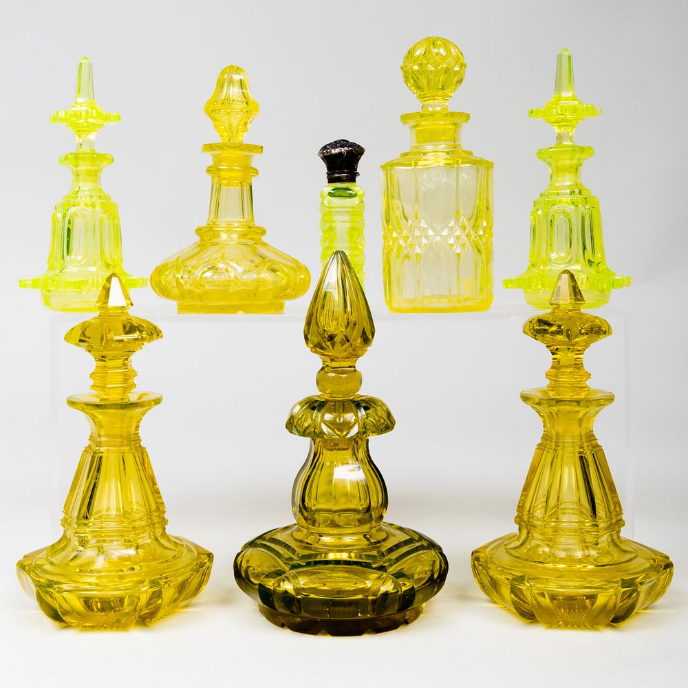 Appraisal: Group of American and Continental Canary Yellow Glass Scent Bottles