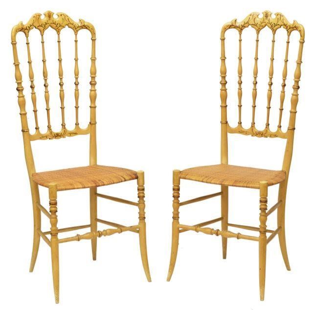 Appraisal: pair Italian painted Chiavari hall chairs th c carved crest