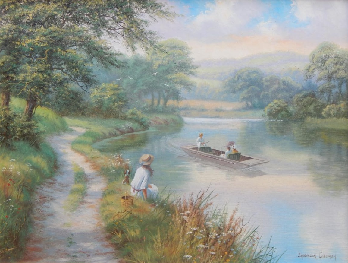 Appraisal: Martin Spencer Coleman b River scenes oil on canvas a