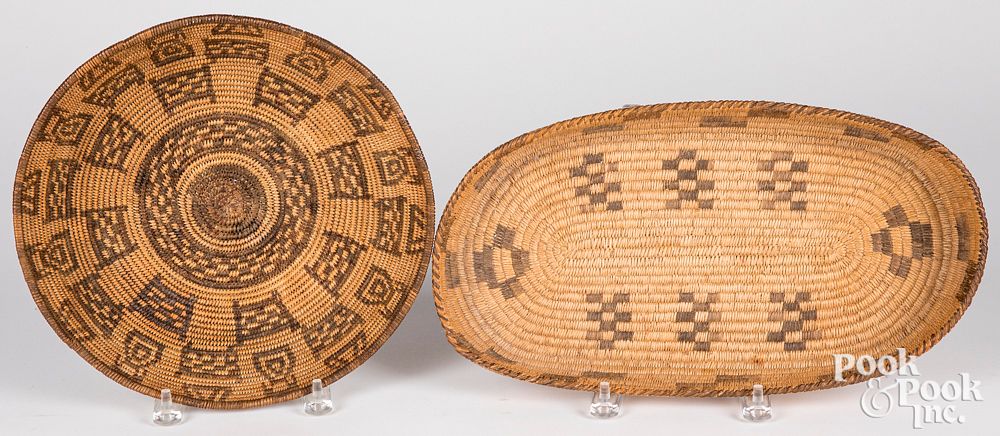 Appraisal: Two Southwestern Indian coiled baskets Two Southwestern coiled baskets with