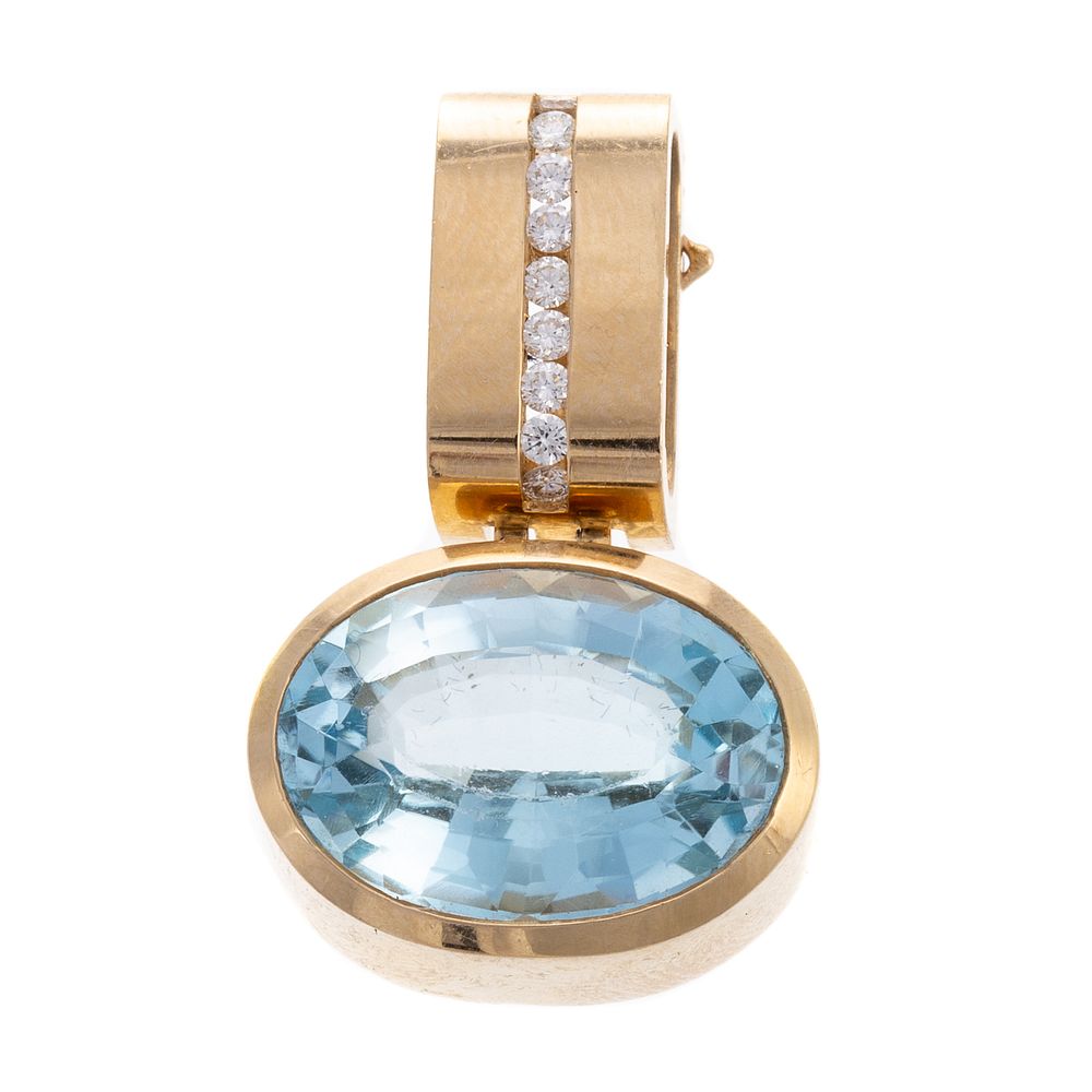 Appraisal: A K Convertible Blue Topaz Slide Pendant K yellow gold