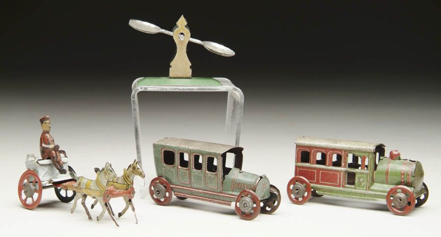 Appraisal: LOT OF GERMAN PENNY TOYS Consisting of Two Meyer sedans