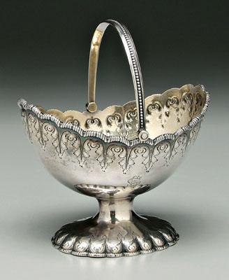 Appraisal: Tiffany Co oval sterling basket scalloped rim gilt interior handle