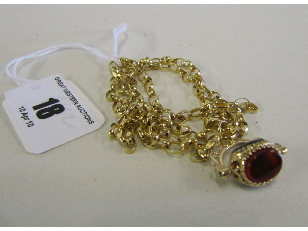 Appraisal: Nine carat gold revolving fob pendant on ct gold neckchain