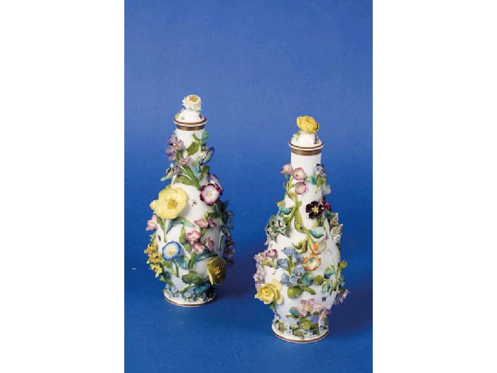 Appraisal: A PAIR OF VICTORIAN COALBROOKDALE TYPE VASES AND COVERS of