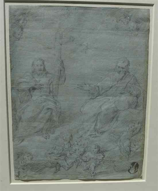 Appraisal: Old Master black chalk Christ and cherubs x in Estimate