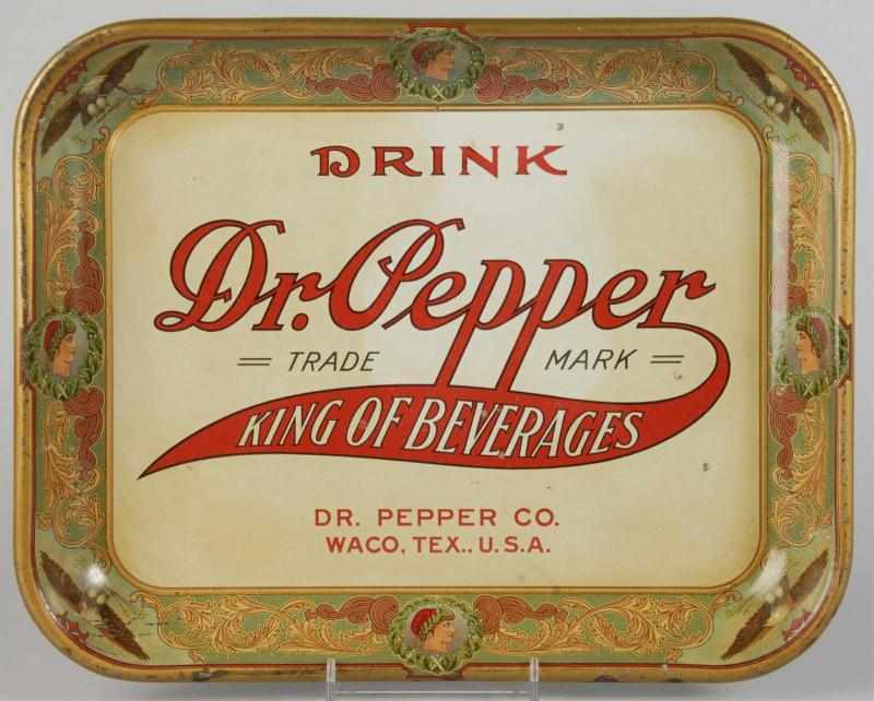 Appraisal: Tin Litho Dr Pepper King of Beverages Tray Description Circa