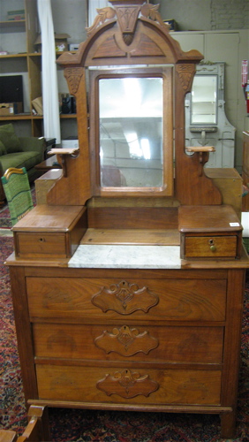 Appraisal: VICTORIAN WALNUT DRESSER WITH ATTACHED MIRROR American last quarter of