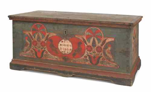 Appraisal: Pennsylvania painted dower chest dated the front with a central