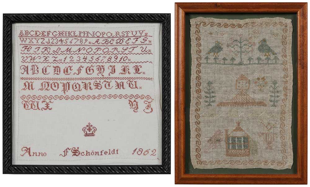 Appraisal: Two Needleworks th century one marking sampler dated and signed