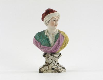 Appraisal: A pearlware bust of the poet Matthew Prior wearing his