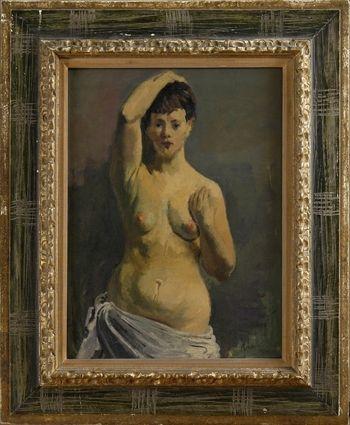 Appraisal: RAPHAEL SOYER - FEMALE NUDE Oil on canvas x in