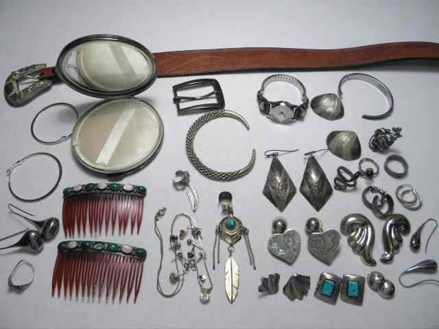 Appraisal: Group of assorted sterling and other silver jewelry Includes earrings