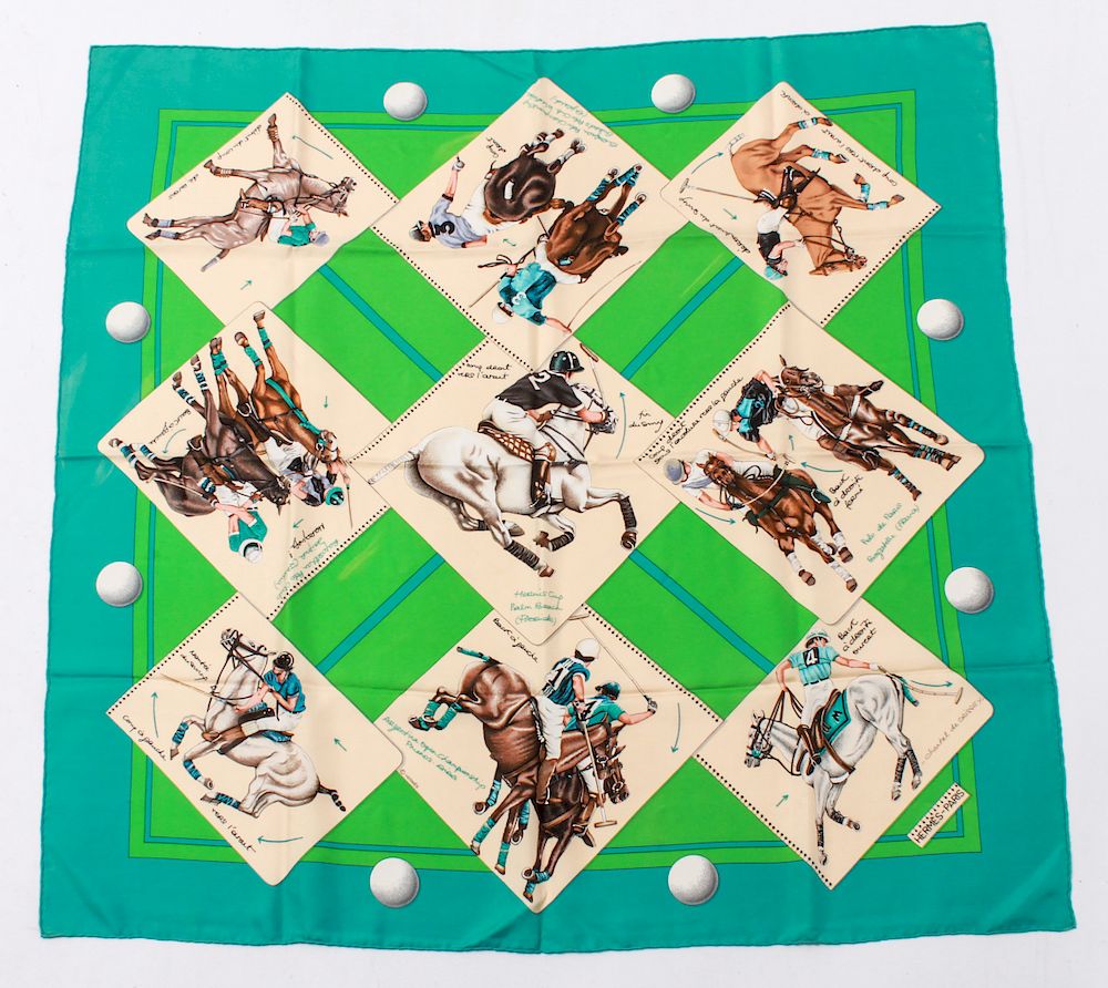 Appraisal: Hermes Le Monde du Polo Silk Scarf Hermes silk scarf