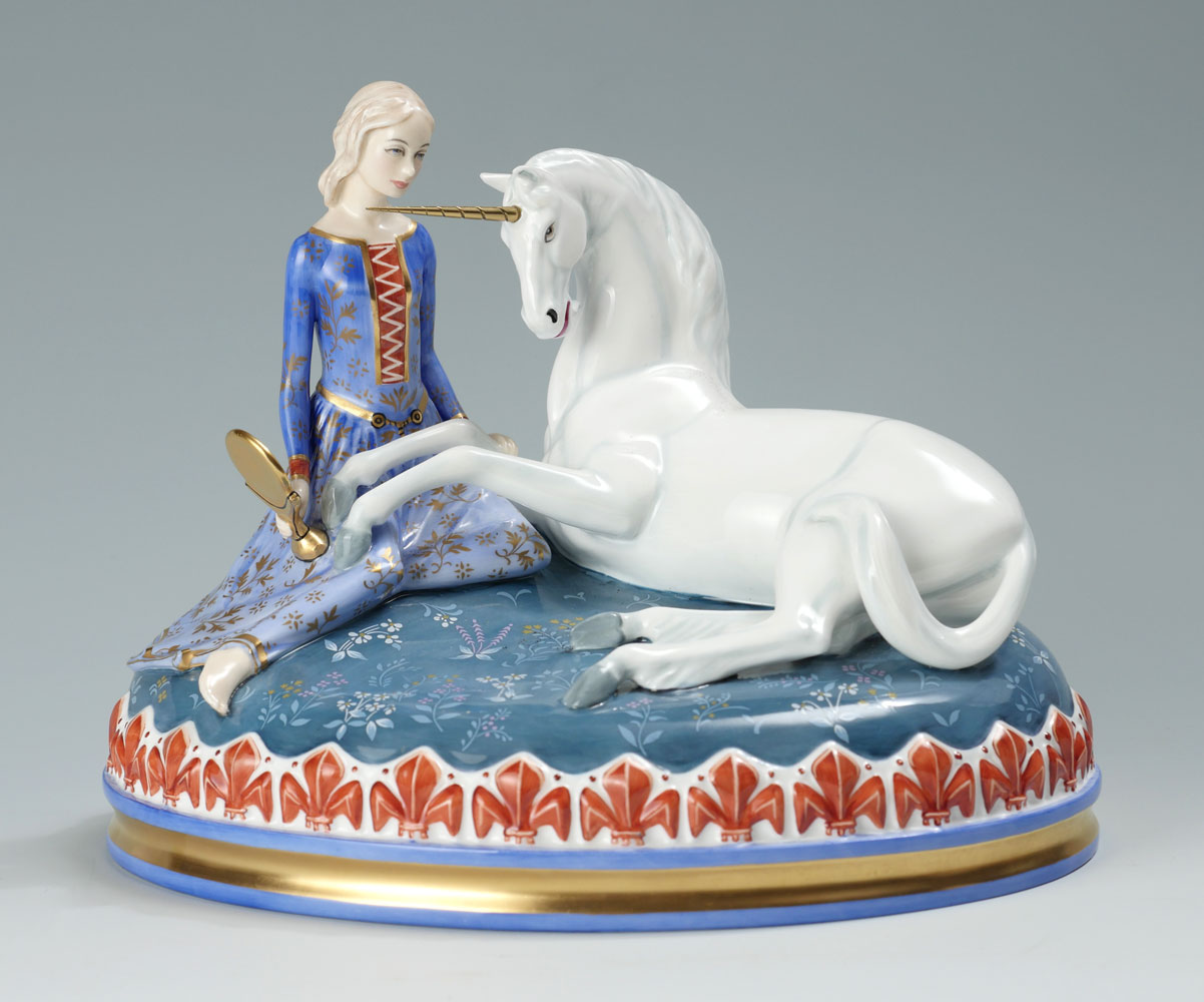 Appraisal: ROYAL DOULTON MYTHS MAIDENS ''LADY AND THE UNICORN'' Royal Doulton