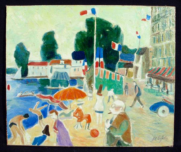 Appraisal: Jacques Henri F Leforts Bathers at Nogent Sur Marne signed