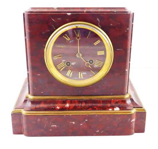 Appraisal: CLOCK Tiffany Co -day time and strike red marble mantle