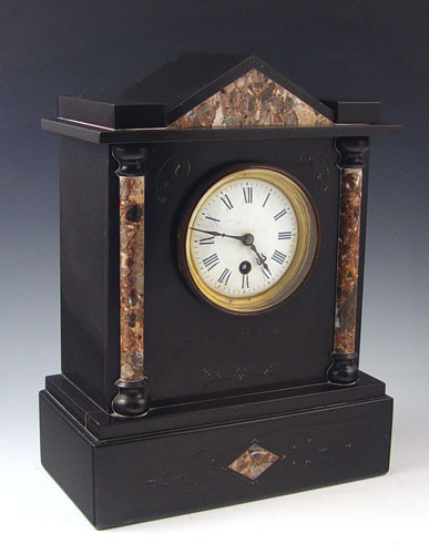 Appraisal: VICTORIAN ONYX MANTLE CLOCK WITH MARBLE INLAY Unmarked as to