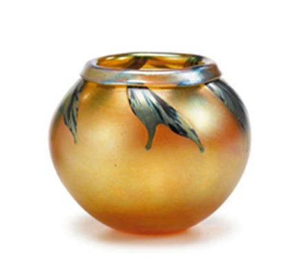 Appraisal: LOTTON GLASS STUDIO late th century Vase Applied gold iridescent